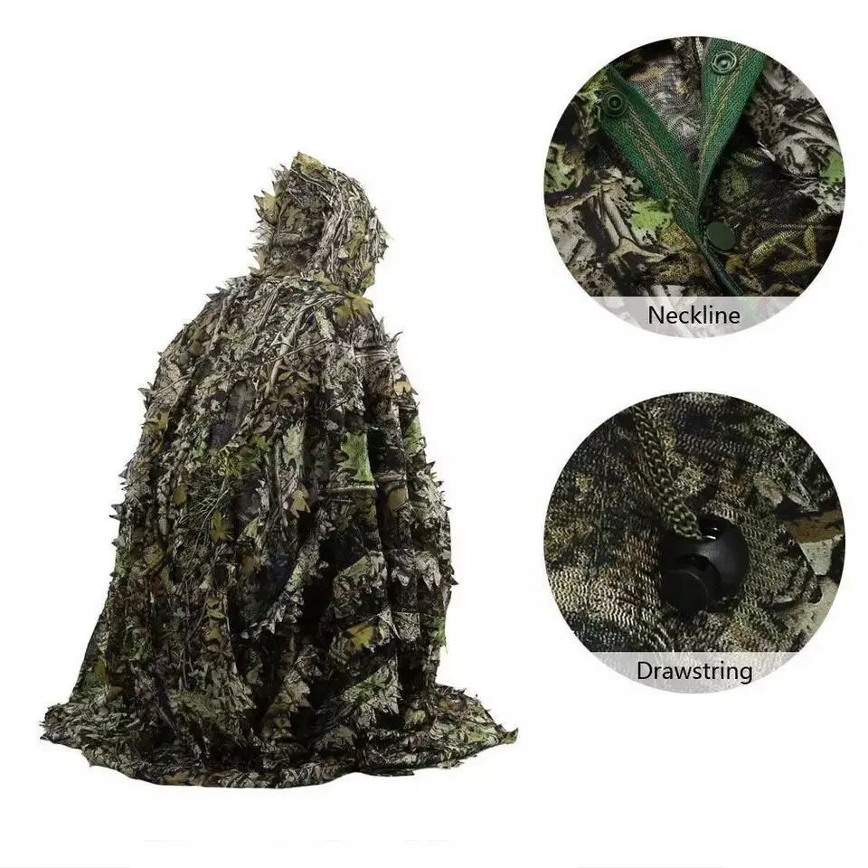Снайпер CS Bionic Камуфляж пончо для мужчин 3D Охота кленовый лист камуфляж ghillie