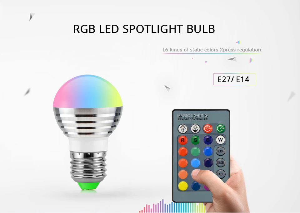 110 В, 220 В, 85-265 в, E27, E14, RGB светодиодный светильник, 16 цветов, волшебный светодиодный ночник, светильник с регулируемой яркостью, сценический светильник/24 ключа, пульт дистанционного управления, праздник