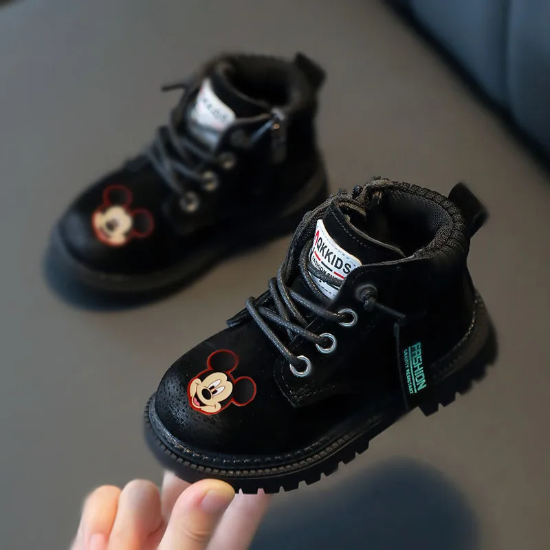 Ботинки детские Disney бархатные теплые на мягкой подошве с Микки Маусом|Кроссовки|