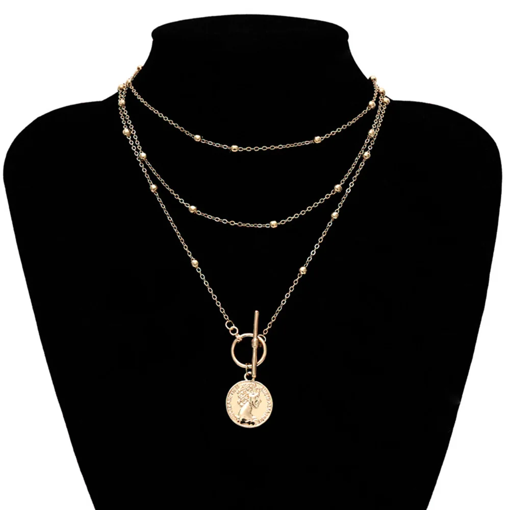 

Fashion Bohemian Big Coin Pendant Necklace for Women Wedding Punk Vintage Chain Necklace Jewelry Gift