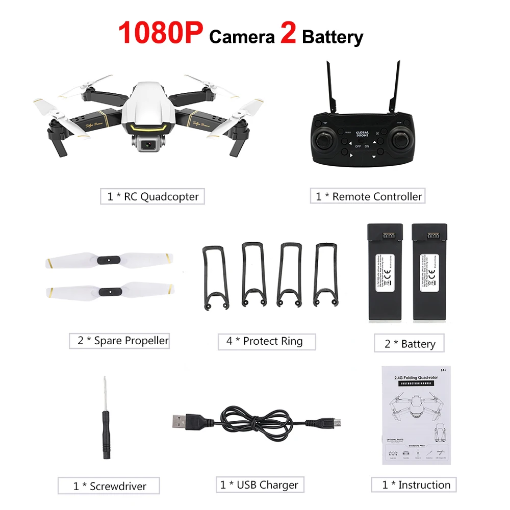 Мини-Дрон игрушки GW89 Радиоуправляемый Дрон с камерой 1080P Wifi FPV Gesture Фото Видео удержание высоты складной Радиоуправляемый квадрокоптер Дрон для детей - Color: 1080P White 2B