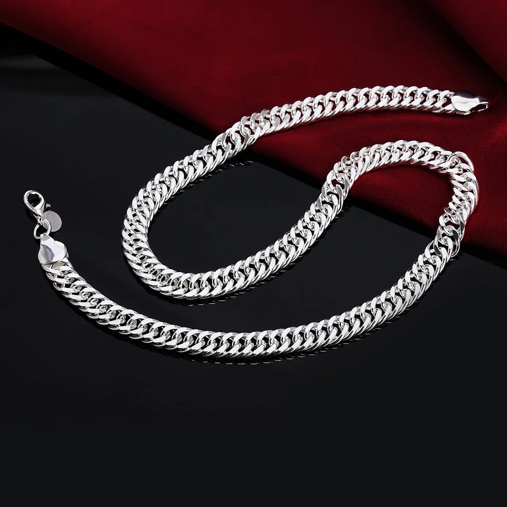 

Popular brands classic 10MM chain 925 Sterling Silver Necklaces for man's women Charm fashion Jewelry wedding Party Holiday gift