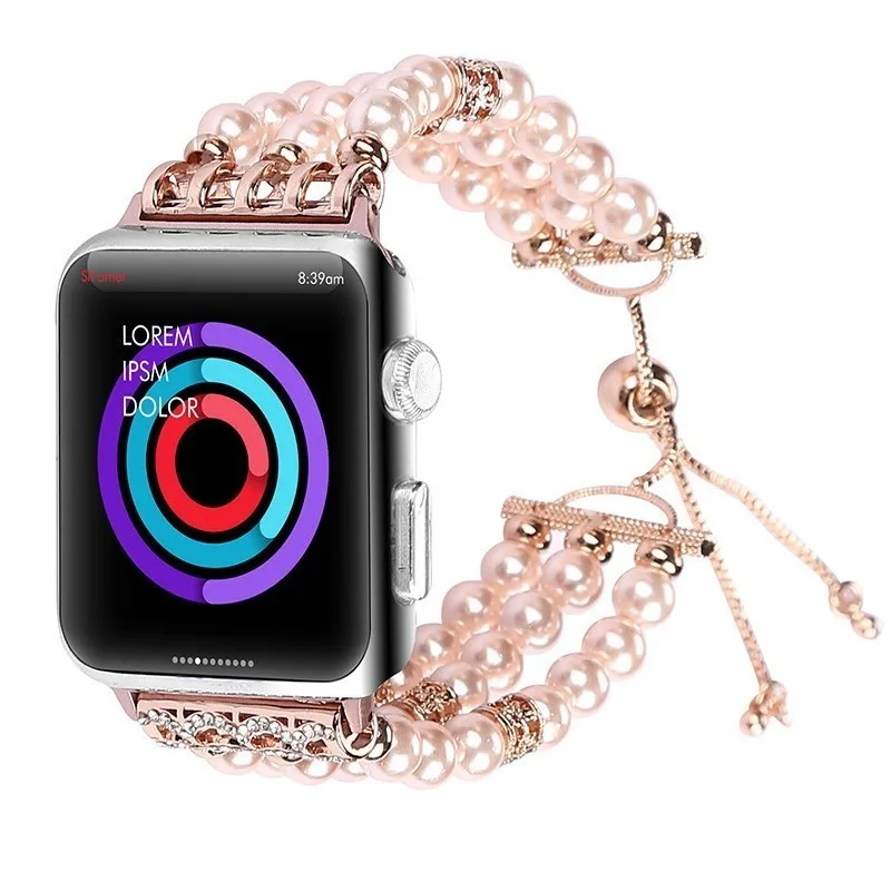 Модный браслет на запястье с жемчужиной ремешок для apple watch полосы 44 мм 42 серия 4 3 2 1 часы ручной работы браслет для женщин и девочек Замена 38 мм