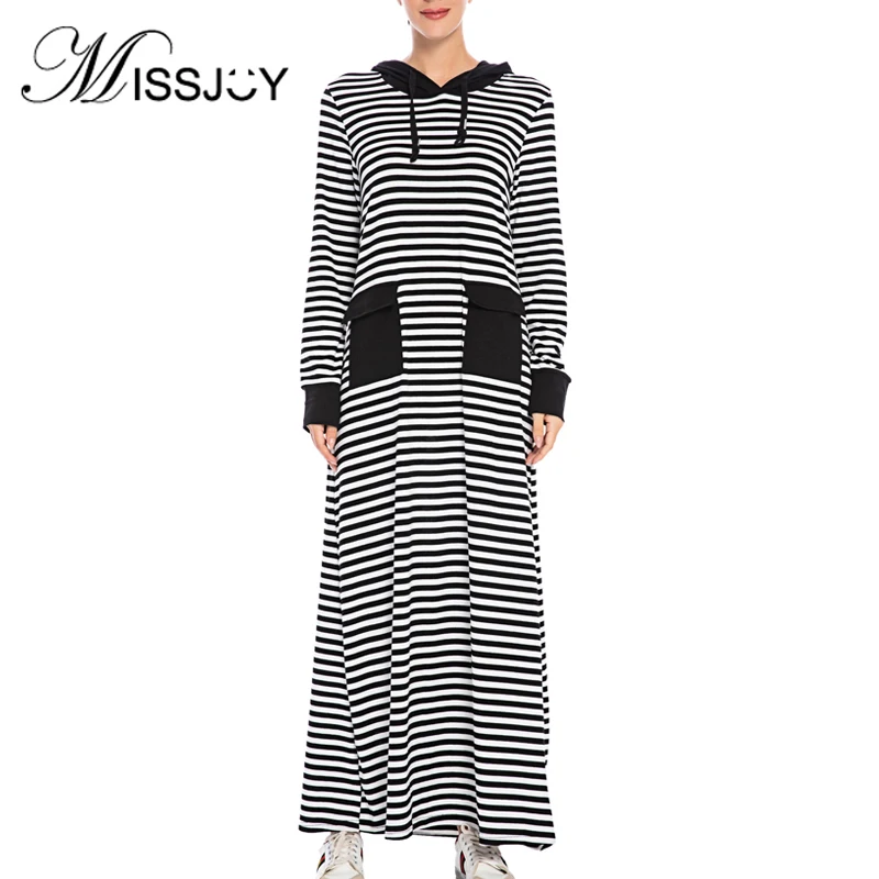 Повседневные платья-свитшоты MISSJOY 2019 женская мусульманская абайя в полоску