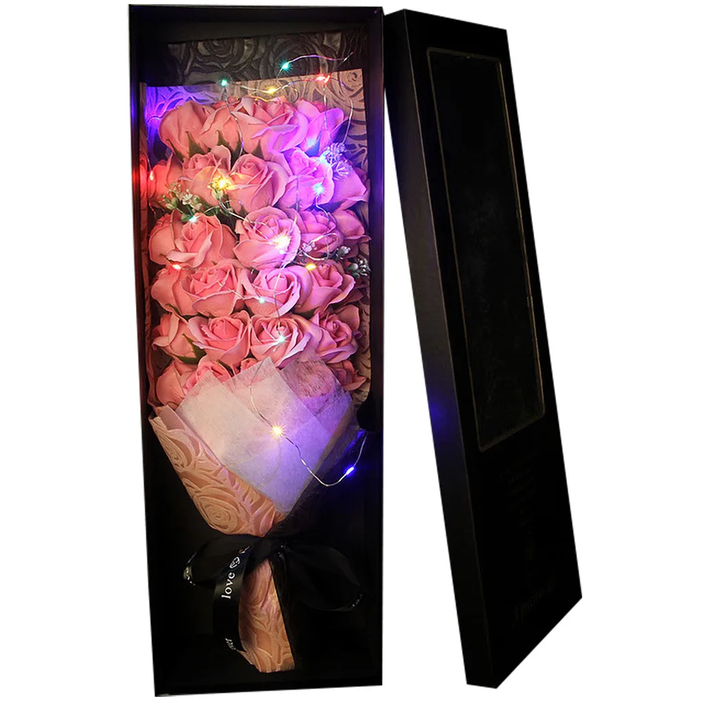 

Valentine's Day LED Light Soap Flower Gift Rose Box Wedding Room Holiday Gift 100% brand new With LED lights Dropshipping