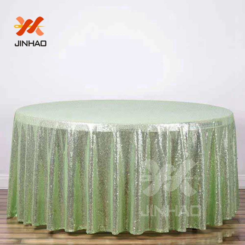 

Hot Selling Good Quality Customized Polyester 108 inch 275 cm Round Sequin Tablecloth
