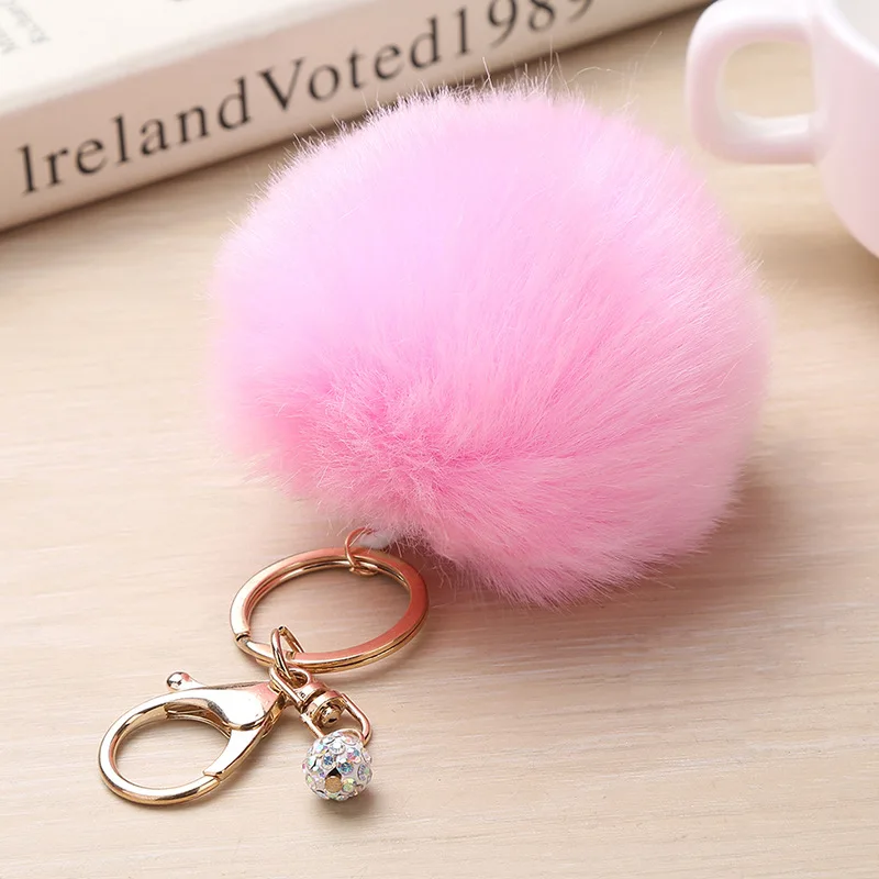 Cute Faux Rabbit Fur Ball Keychain Key Holder Pompom Making Car Chain Porte Clef Charms Luxury Keyfobs | Украшения и аксессуары