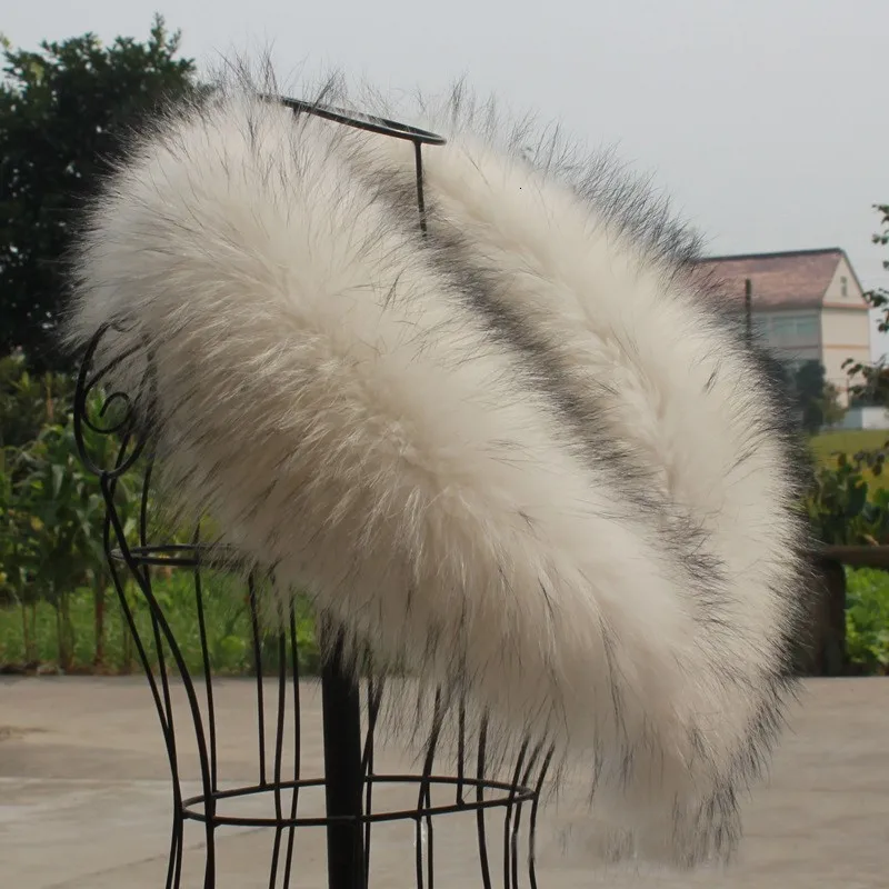 Natural Raccoon Fur Collar Scarf Fur Collar For Hood Real Fur Collar Scarves Custom Made Winter Fur Scarf Warmer Pashmina
