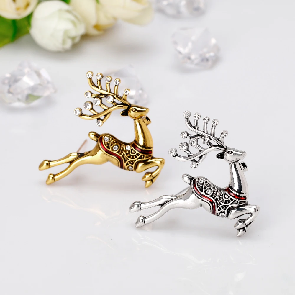 3 шт./лот модная Рождественская брошь в виде лося с кристаллами Симпатичные