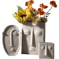 nordic ceramic abstract vase human face flower pot creative display room home vase luxury pot for dried flower garden decoration