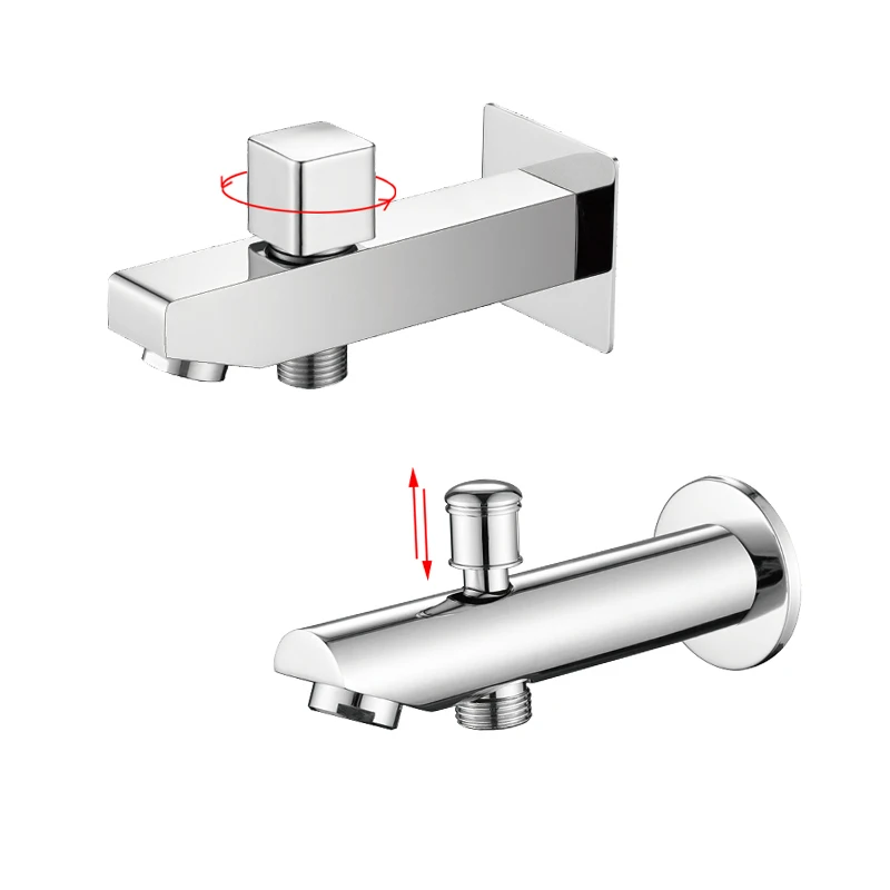 

Bathtub Spout Faucet Brass Shower Spout Faucets Lift the Conversion Water Way Bibcocks Bathroom Chrome Wall Mounted Square Spout