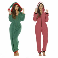 women underwear christmas pajamas hooded winter warm loungewear santa sleepwear nightwear jumpsuit pyjamas