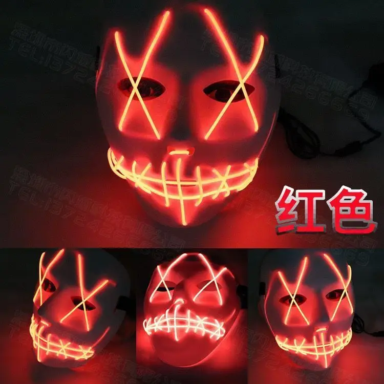 Новинка 2021 светодиодная светящаяся маска клоуна для Хэллоуина желтая фиолетовая