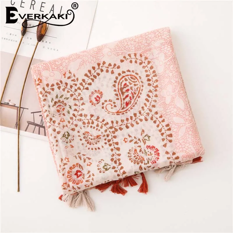 Everkaki Boho шарф шаль с принтом женские кисточки осень Цыганский узор женская накидка шарфики богемная шаль Женский зима