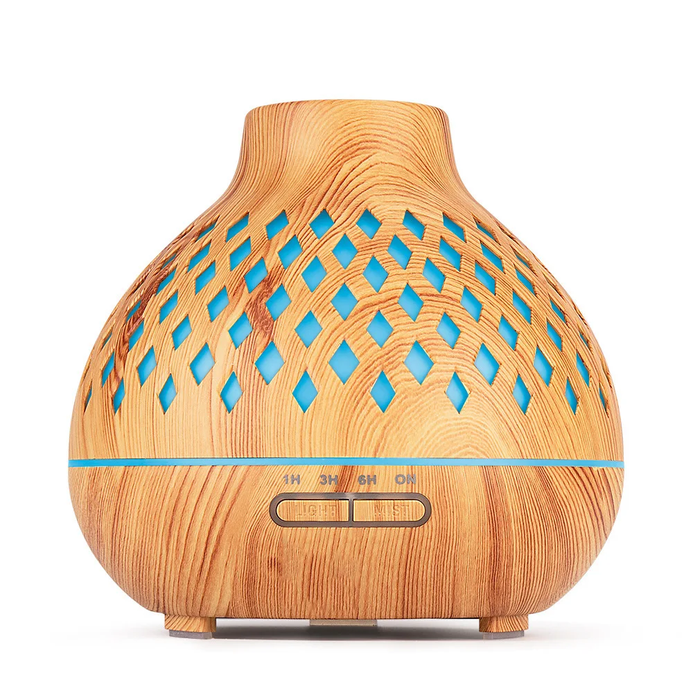 

Wood Grain Air Humidifier Electric Aroma Diffuser Mist Oil Aromatherapy with Remote Control 7 LED Light for Home Office Bedroom