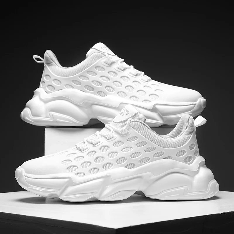 Мужские кроссовки для бега дышащие на шнуровке удобная повседневная обувь