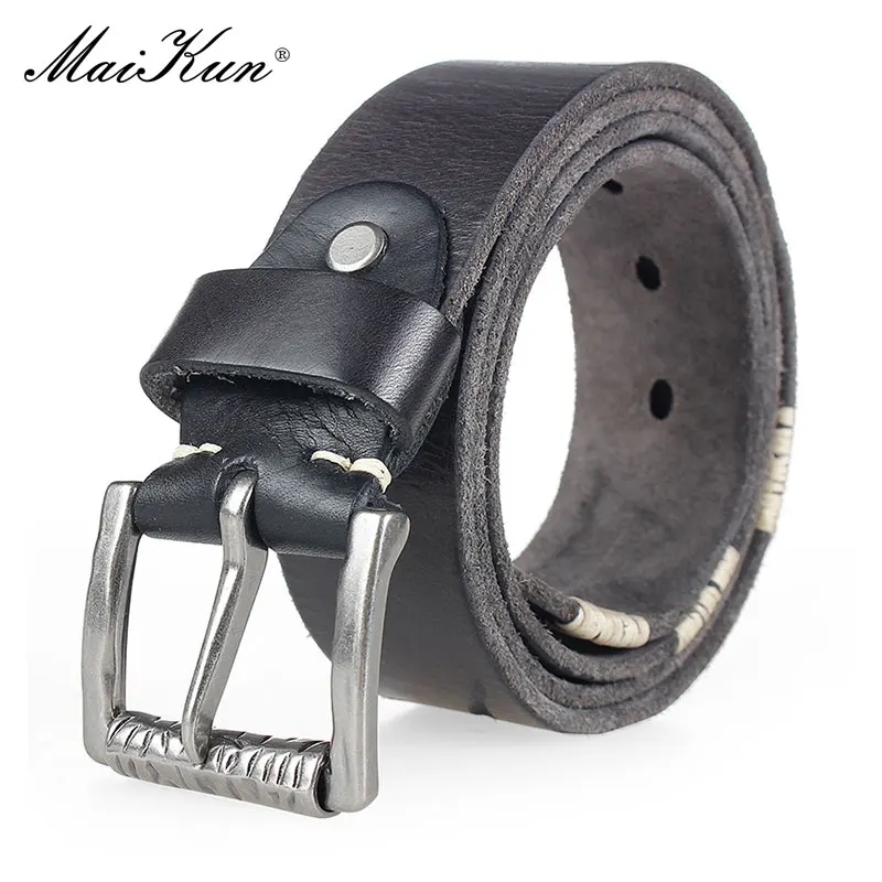 Maikun Genuine Leather Belt For Men Luxury Brand Top Layer Cowskin Belt Washed Vintage Belt For Jeans