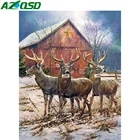 AZQSD алмазная живопись олень животное полный квадраткруглая дрель Алмазная вышивка снег ручной работы подарок крестиком наборы рукоделие