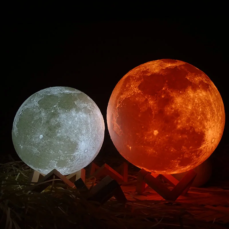 Перезаряжаемая лампа в виде Луны с 3D рисунком ночник для спальни книжного шкафа