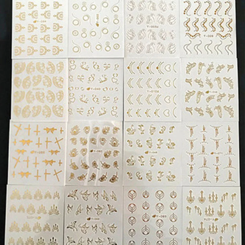 W 30 листов/Набор стикеров для ногтей золотые серебряные наклейки Природа серии