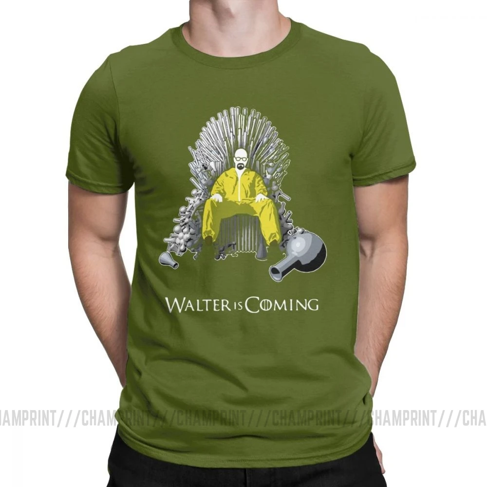 Walter Is Coming Breaking Bad X Game Of Thrones мужские Футболки Уличная хлопковая футболка с короткими рукавами классическая одежда - Цвет: Армейский зеленый