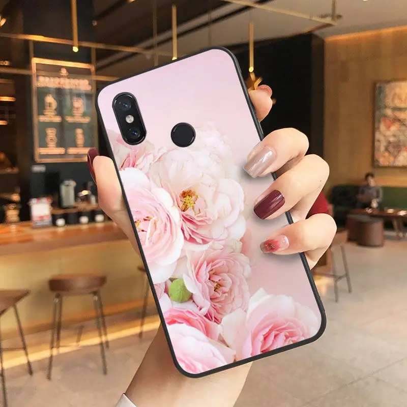 Elegant Pink Purple Peony On the Vase Phone Case Cover For Xiaomi Mi 6 6plus 8 8SE 9 9SE 6X Note2 Note3 Coque Shell Mobile Cases