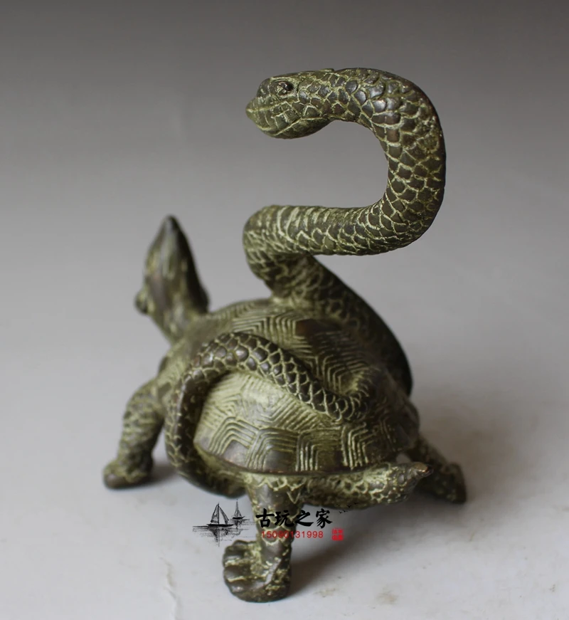 Bronze Wares Collection Four Great Gods and Beasts Basalt Buddha Decorations Pure Copper Snake Turtle Crafts Town H | Дом и сад