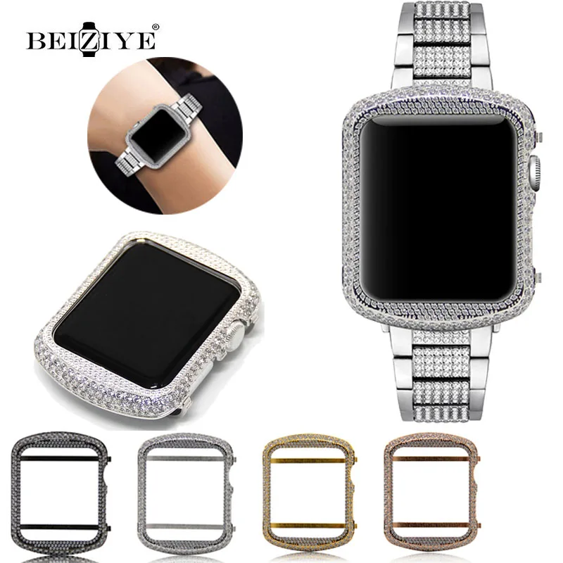 

Защитный чехол-бампер для Apple Watch Series 6, SE 5, 4, 3/2, Алмазный металлический, алюминиевый корпус, 44 мм, 40 мм, 42 мм, 38 мм
