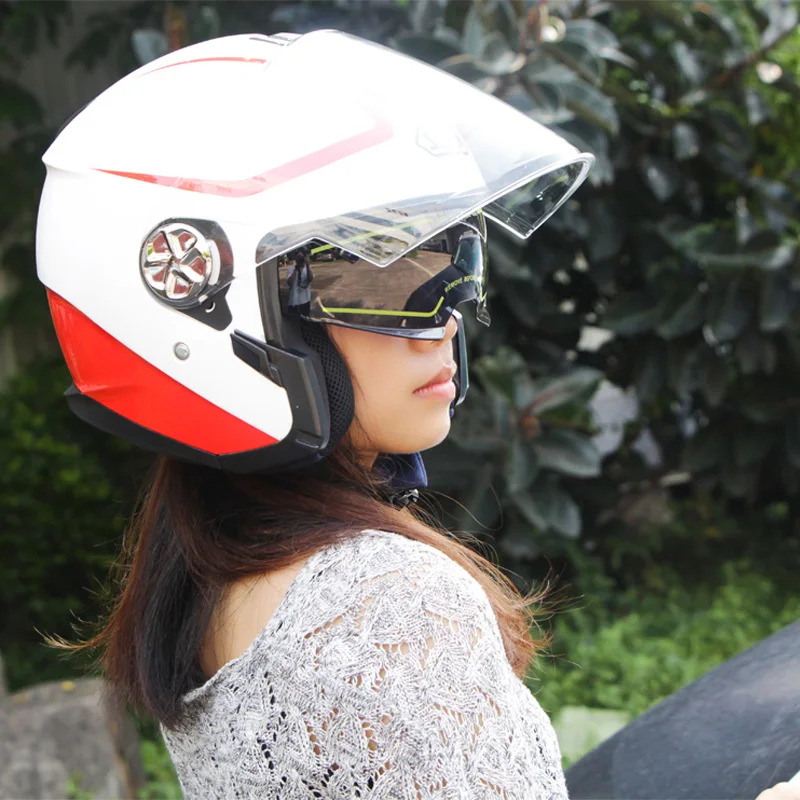 SOMAN ECE Open Face Half Helmet Female Men Motorcycle Halmet Capacete Moto Casco Double Visor Retro Kask Helmets | Автомобили и