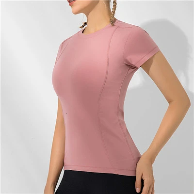 Pink Sport Top Топ для йоги, фитнес, женская спортивная рубашка, спортивный топ, рубашка для йоги, спортивный топ с коротким рукавом, гимнастическая майка, Женская Спортивная одежда для женщин - Цвет: Pink Sport Top
