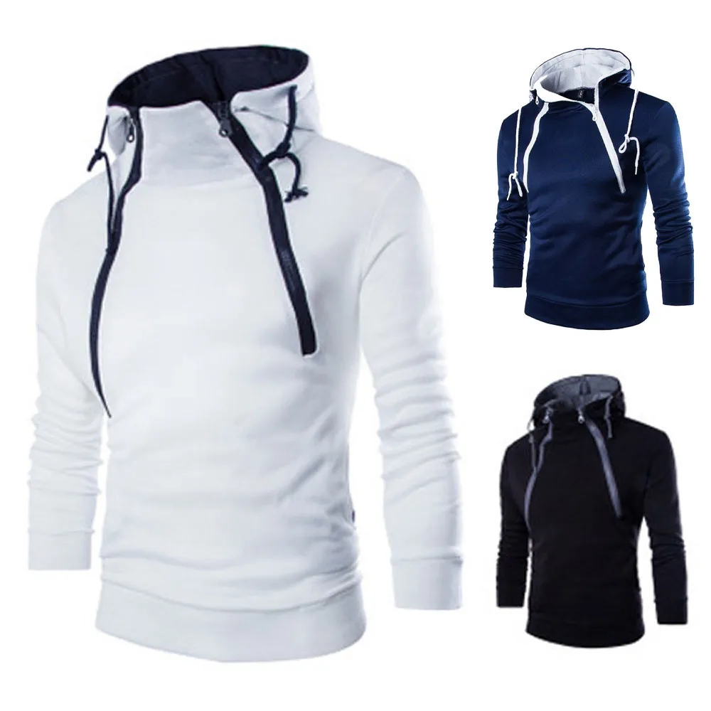 Мужская хлопковая толстовка с длинным рукавом капюшоном и карманами|Мужские