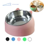 Миска для кошек из нержавеющей стали с поворотом на 15 градусов, безопасная Нескользящая миска для корма собак и щенков, питьевая кормушка для кошек