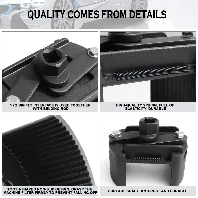 

New Two Jaw Oil Filter Fuel Filter Wrench Remover 60mm-80mm Cast Steel Adjustable Removal Tool Cast Steel Filter Wrenches