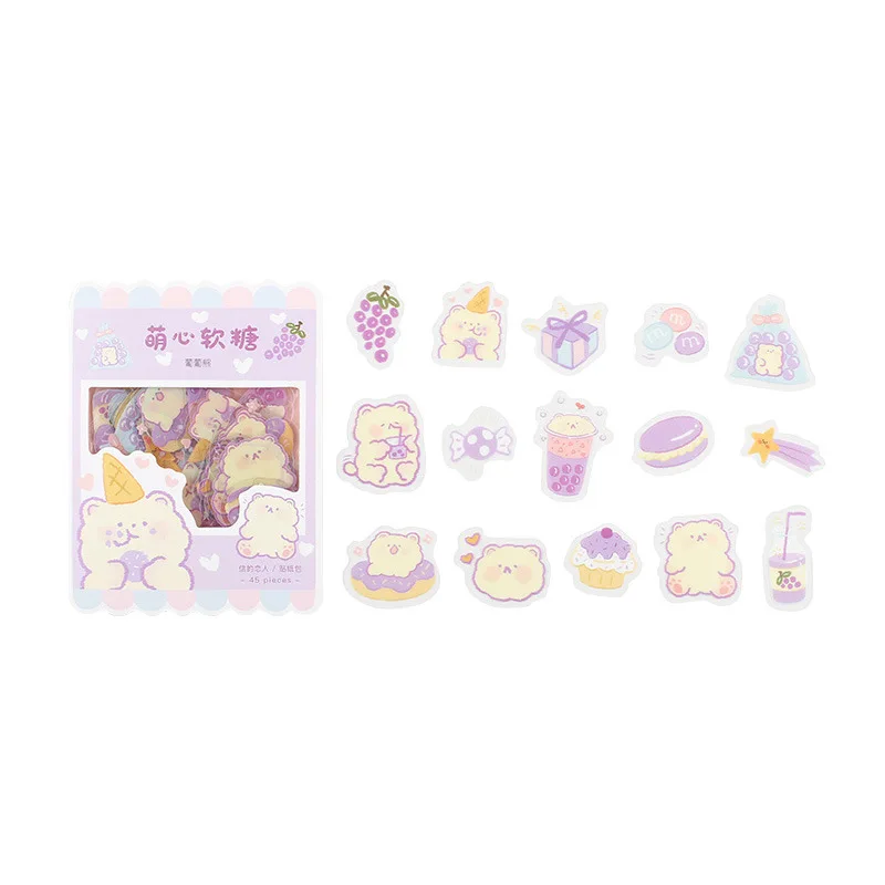 

45Pcs/Pack Cute Cartoon Animals Stickers Waterproof Scrapbooking Diary Album Decorative Phone Stickers Aesthetic Japanese Style