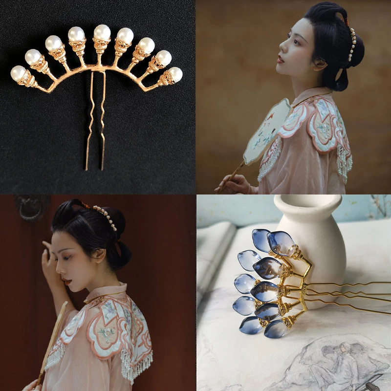 Старинные Китайские заколки для волос с жемчугом Цветочные головные уборы