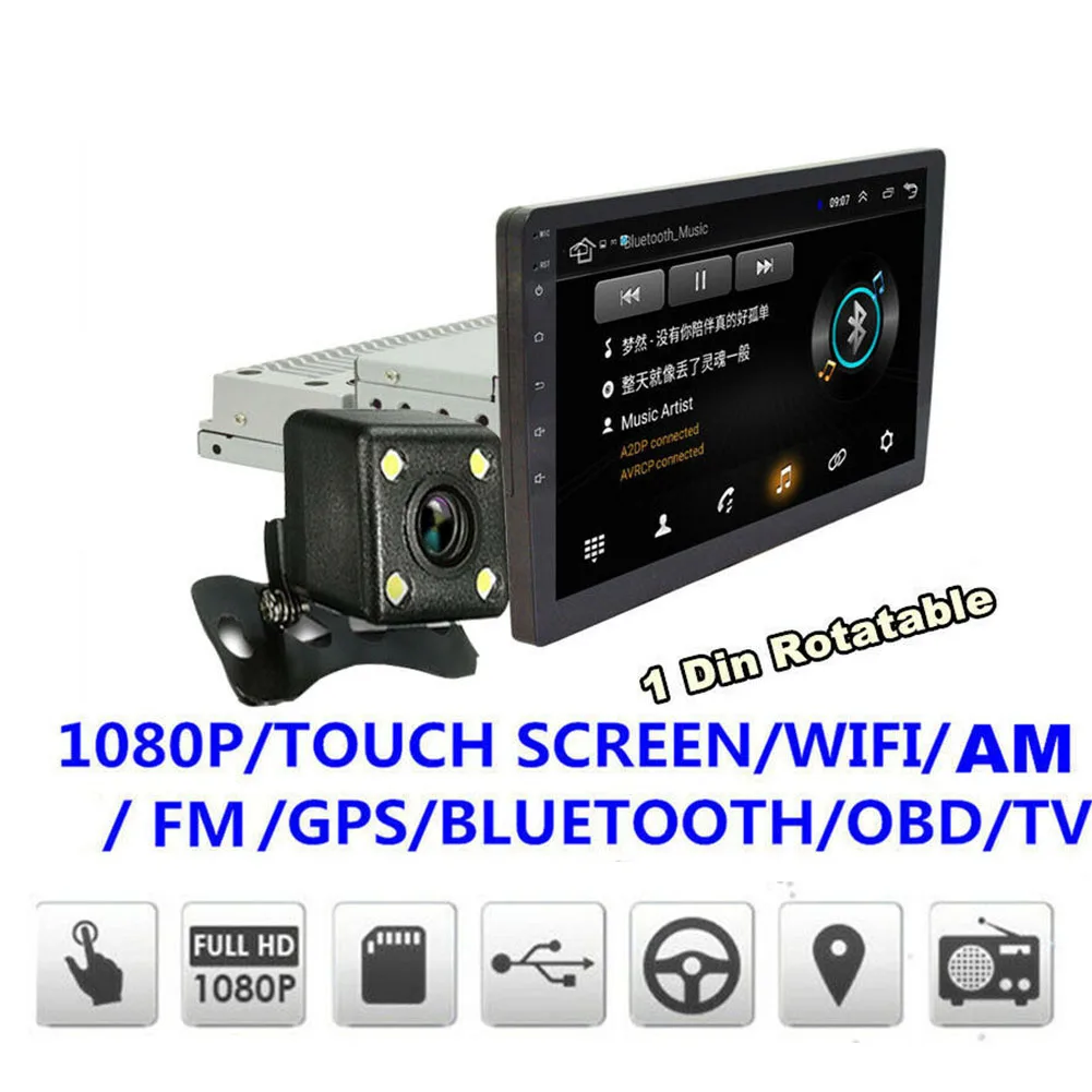 

9 Inch Car Stereo Radio GPS Navigation Adjustable DVD Touch Screen Rear Camera Audio Single Din Bluetooth WiFi Auto HD FM