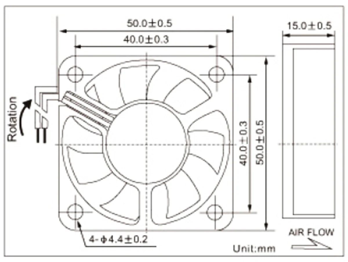 1pc Brushless DC Cooling Fan 50x50x15mm 5015 7 blades 5V 0.23A 2pin Connector | PC Hardware Cables &amp Adapters