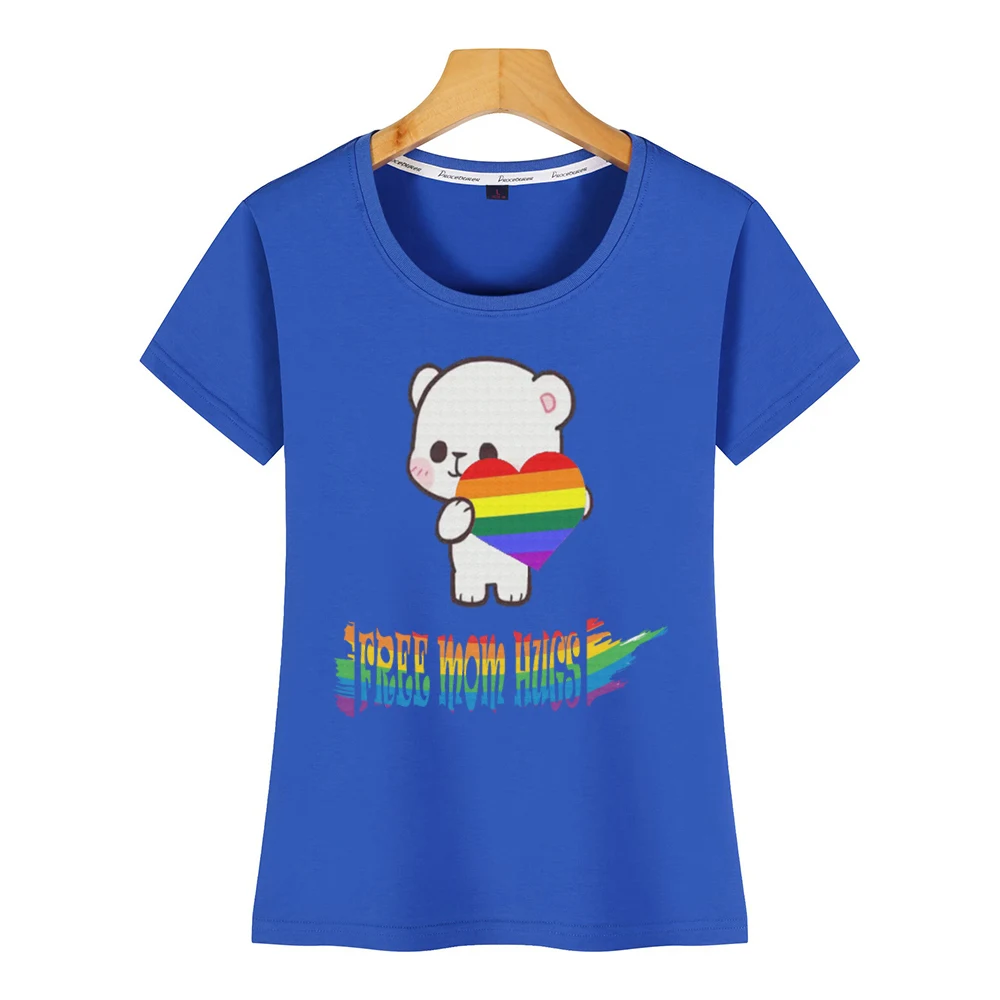 Футболка женская Базовая черная топ с обнимающим медведем свободная рубашка |