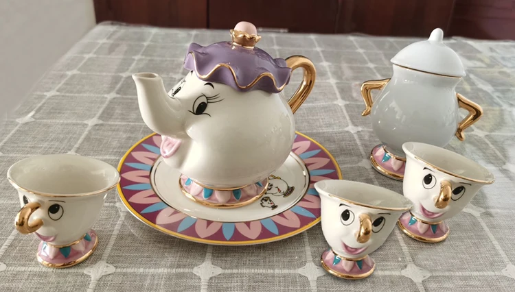 Чайная кружка Красавица и Чудовище (1 горшок + 2 чашки)|mug the|mug settea mug set |