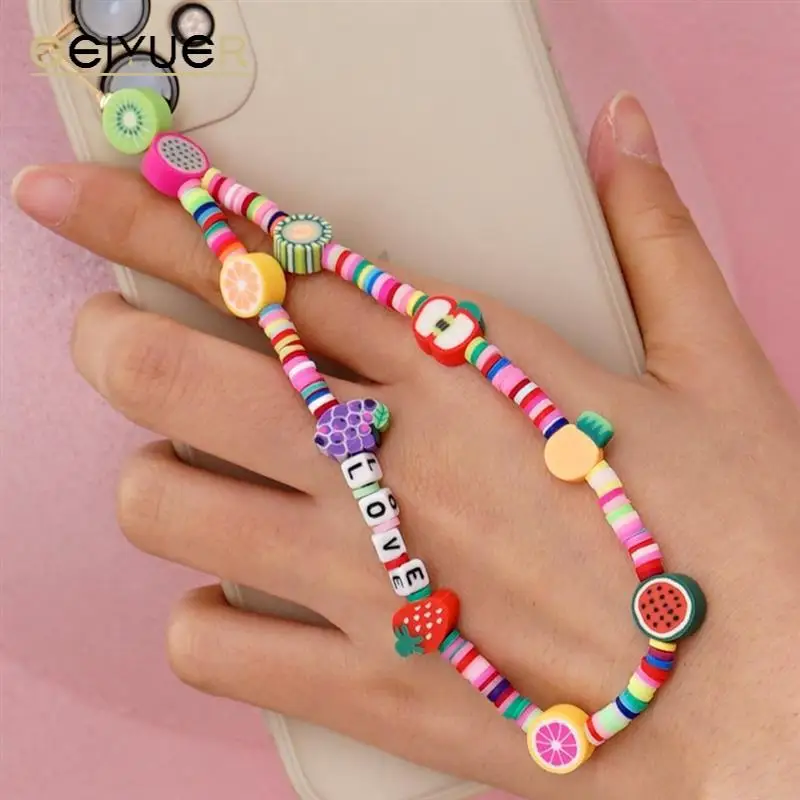 

2023 Phone Chain Strawberry Charms Bead Straps Charm Mobile Lanyard Cute Girls Fashion Telephone Jewelry for Women Accessories