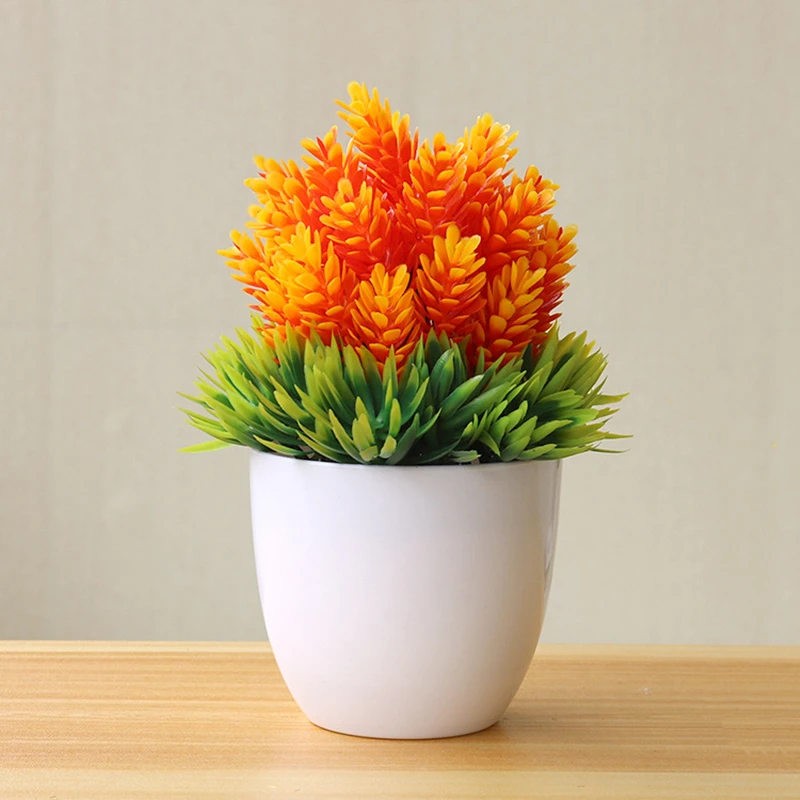 

Artificial Potted Plants Small Fake Desk Plant Bonsai Greenery with White Vase for Home Table Office Windows Bathroom Decoration