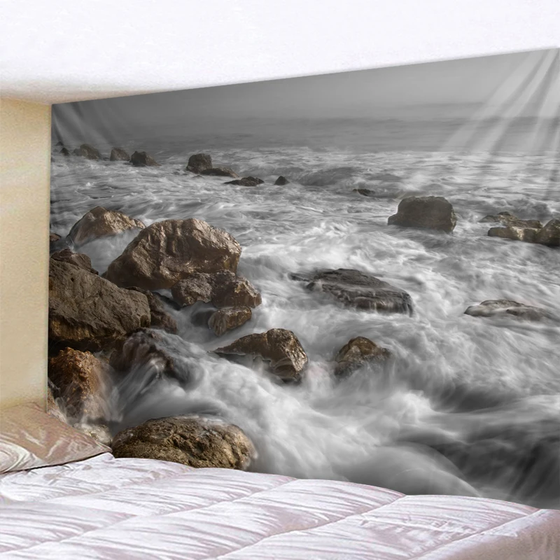 

Beach Landscape Rough Sea Waves Background 3d Digital Printing Tapestry Home Decoration Big Blanket Various Sizes