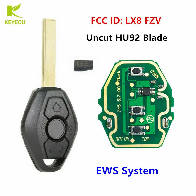 KEYECU 3 Button EWS Remote Key 315MHZ/433MHZ ID44 Chip for BMW 3,5,7 Series 325 330 318 525 530 540 E38 E39 E46 M5 X3 X5 E65 KEYECU 3 Button EWS Remote Key 315MHZ/433MHZ ID44 Chip for BMW 3,5,7 Series 325 330 318 525 530 540 E38 E39 E46 M5 X3 X5 E65