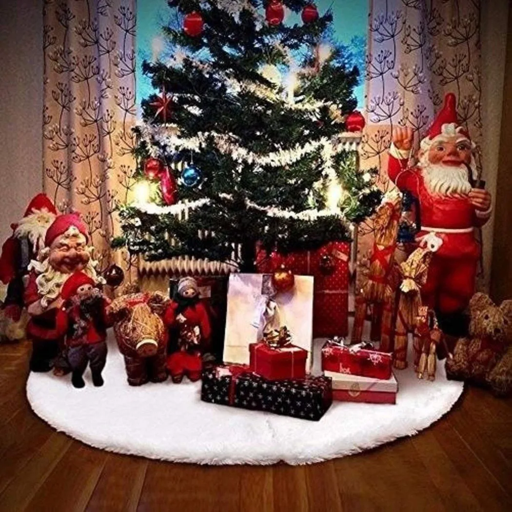 122 см/90 см/длинный белый ковер плюшевая юбка на рождественскую елку базовый