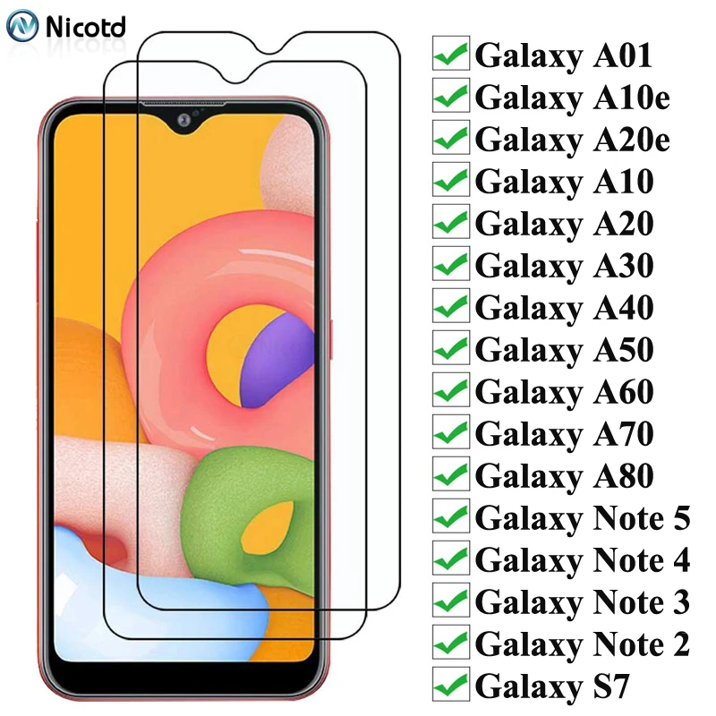 

2 шт. 9H защитное закаленное стекло для Samsung Galaxy A01 A10e A20e A10 A20 A30 A40 A50 A60 A70 A80 A51 A71 Note 5 3 2 S7 S6 S5