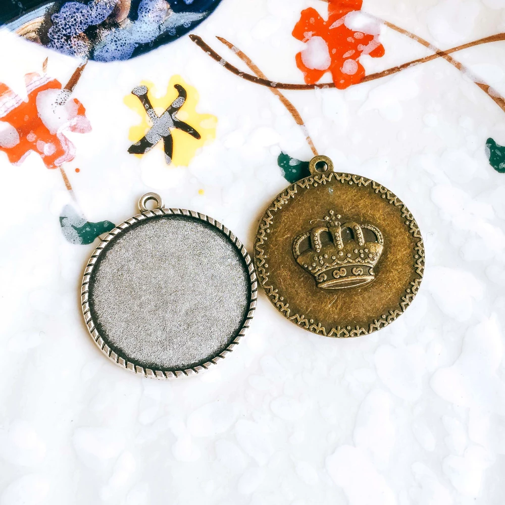 5 шт./лот 25 мм ожерелье с подвеской античный бронзовый серебристый цвет