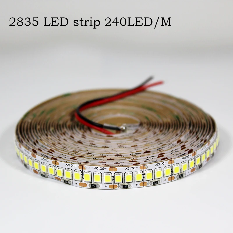 240LEDS Светодиодная лента 5 м рулонов 2835 Светодиодный свет полосы Водонепроницаемый 12V 60/120/180/240 светодиодный s/m гибкая световая лента домашний декор белый/теплый белый - Испускаемый цвет: 240LEDS