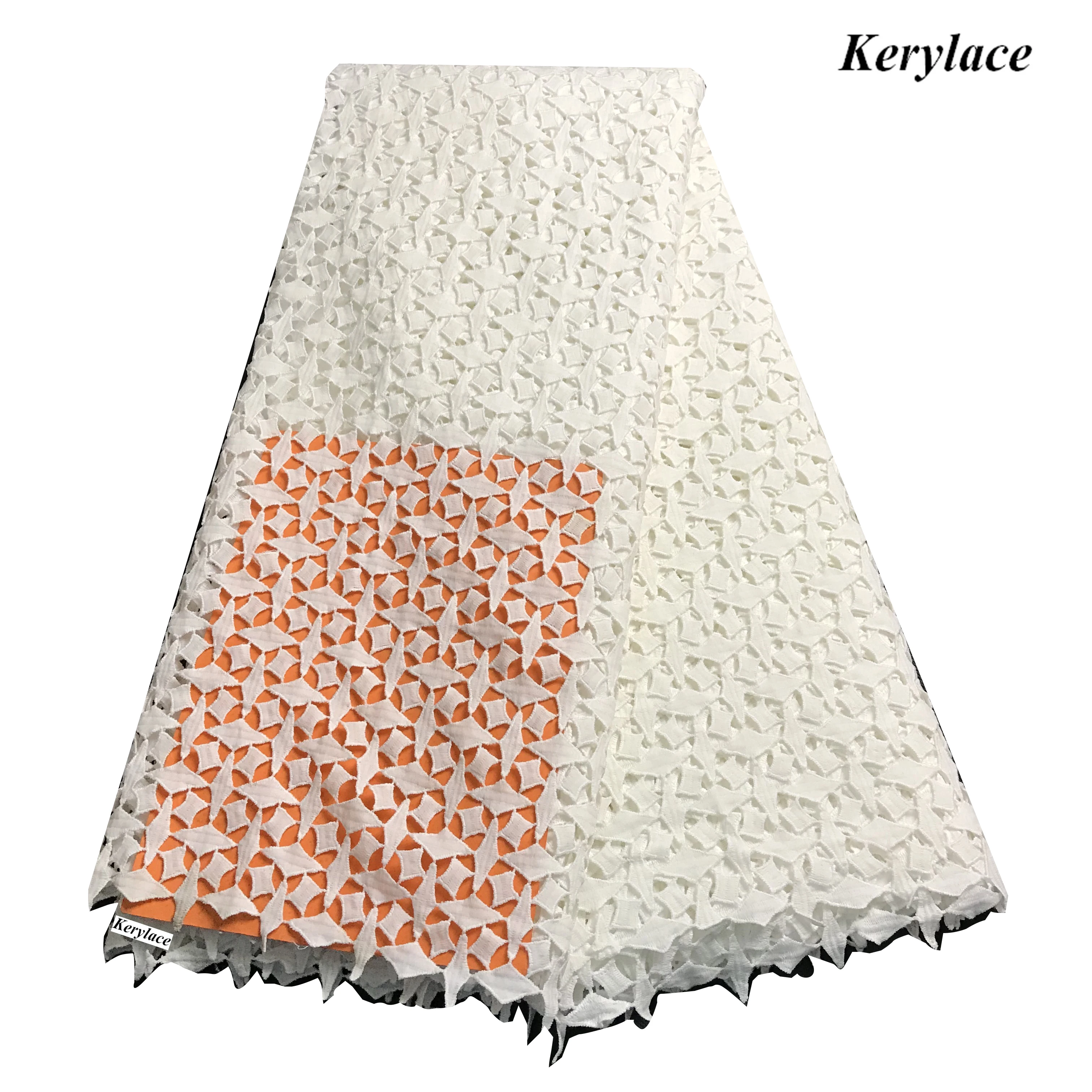 

Высокое качество 5 ярдов белого кружева гипюр хлопчатобумажная ткань нигерийский шнур кружева Африканское свадебное платье KRL-1094