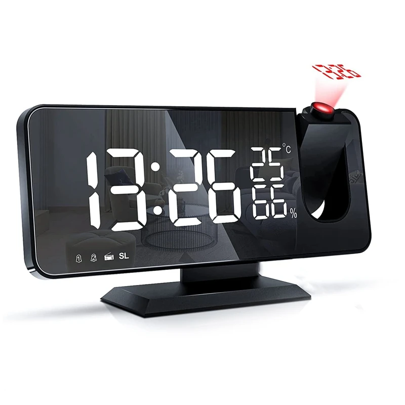 

Projection Alarm Clock, Digital Alarm Clock With Projection, Radio Alarm Clock With Usb Charging Connection, Snooze