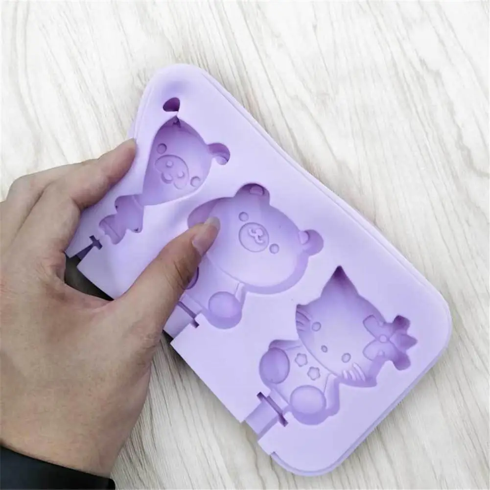 Симпатичная форма для мороженого с крышкой силиконовая домашнего ручной работы